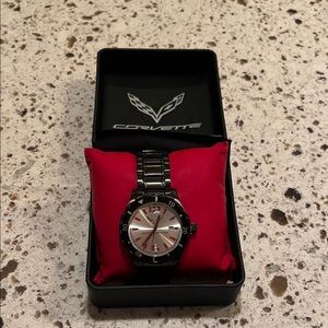 Corvette Men's Silver and Black Watch